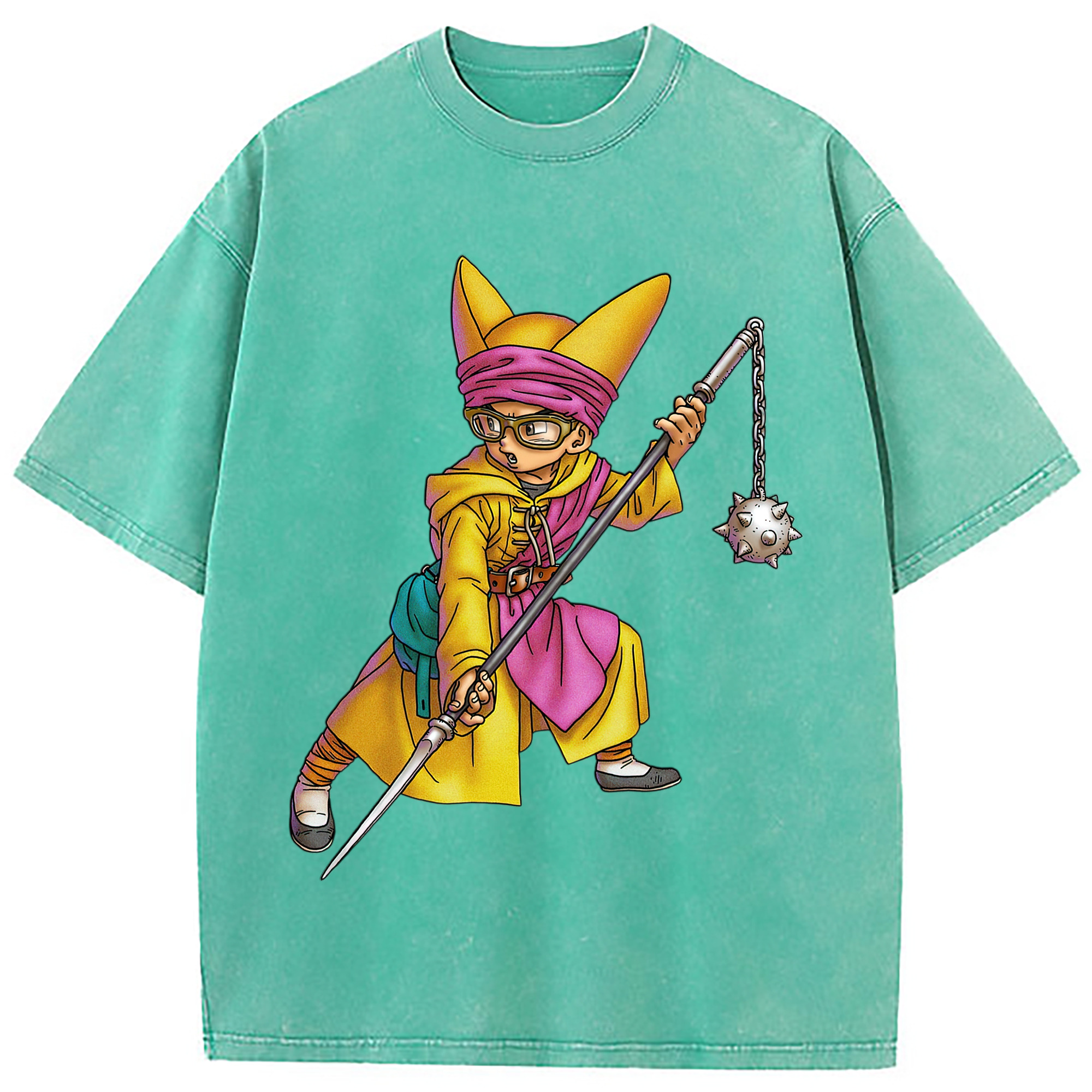 （画像用） ドラゴンクエスト Doragon Kuesuto Dragon Quest 綿100% ヴィンテージ風 半袖Tシャツ（フロントプリント）